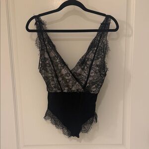 Black and Silver Lace Bodysuit